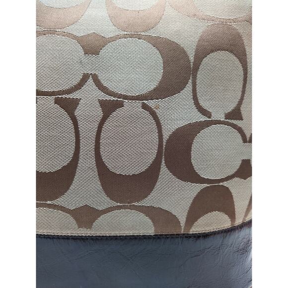 Coach Signature Brown Canvas Leather Trim Zipper Crossbody Shoulder Bag - Picture 4 of 14